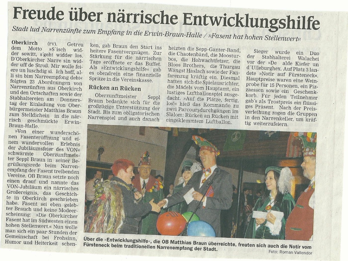 Zeitungsausschnitt: Bürgermeisterempfang 2012