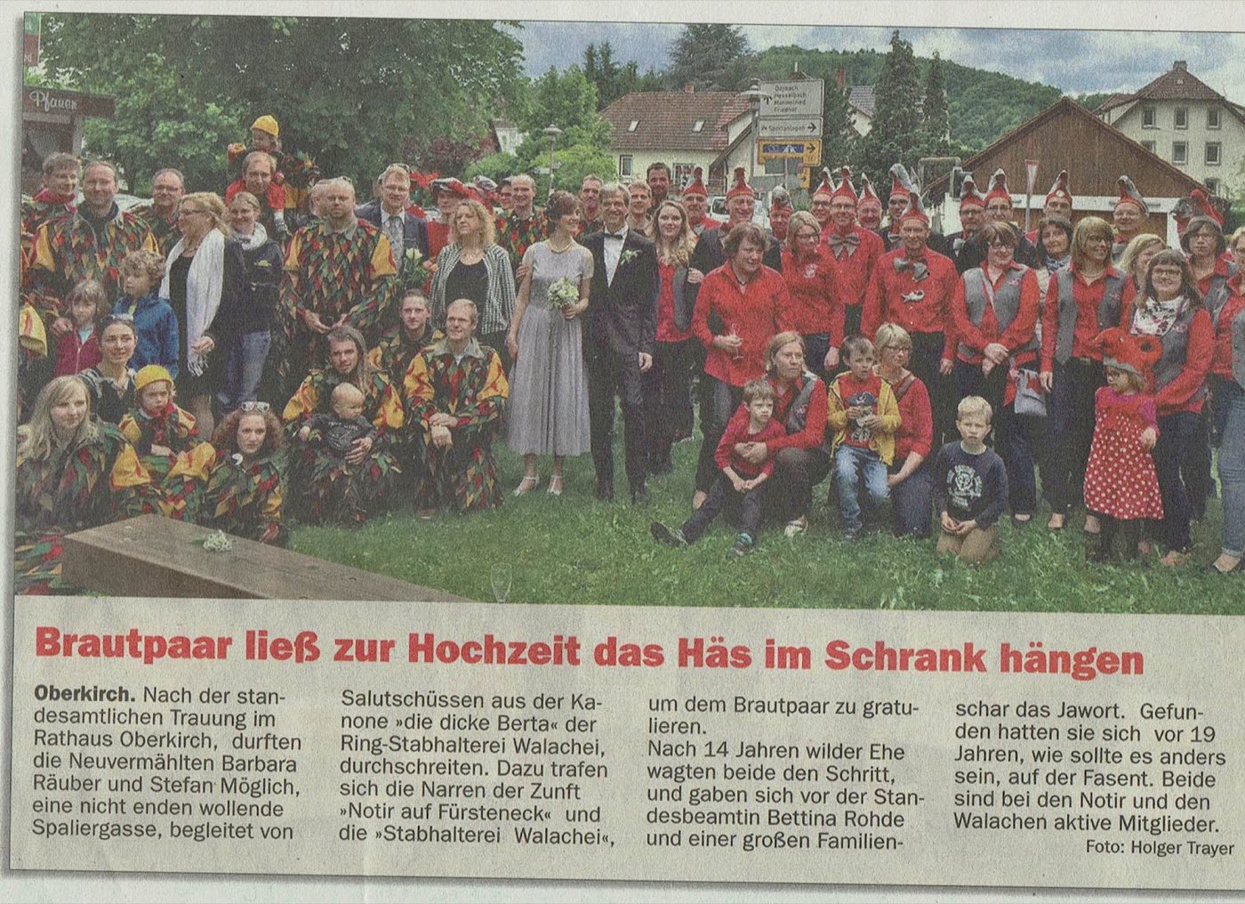 Zeitungsausschnitt: Hochzeit Babsi und Mogli