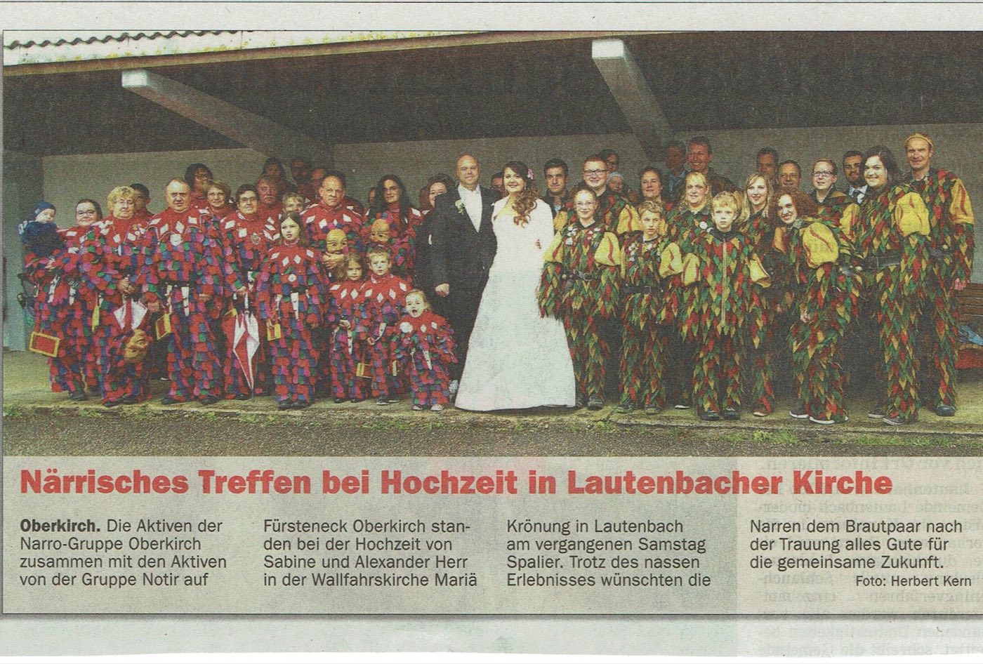 Zeitungsausschnitt: Hochzeit Alex