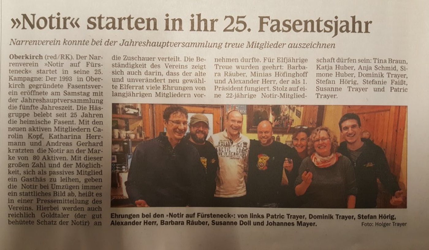 Zeitungsausschnitt: Hauptversammlung 2018